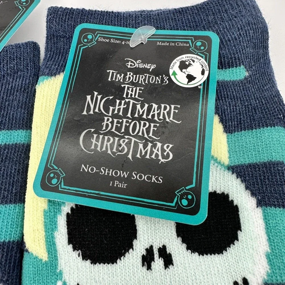 Disney Jack Skellington Nightmare Before Christmas No Show Socks Sz 4-10 Blue